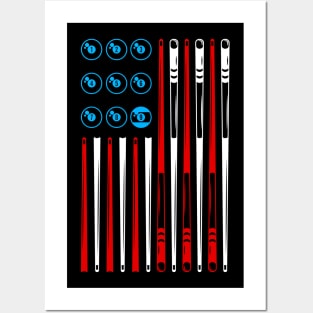 BILLIARDS POOL AMERICAN FLAG Posters and Art